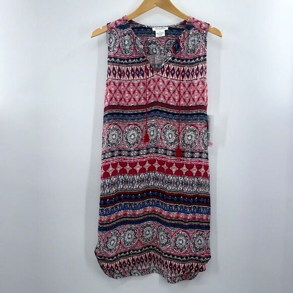 NWT beachlunchlounge Rayon Ruby Summer Tribal Bohemian Tassel Dress Size S - Picture 2 of 12